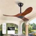 36 Inch Outdoor Ceiling Fan no Light,Wood Ceiling Fans with Remote and Wall Control,6 Speeds,Reversible DC Motor,Noiseless,Porch small Ceiling Fans for Patio,Bedroom,Livingroom
