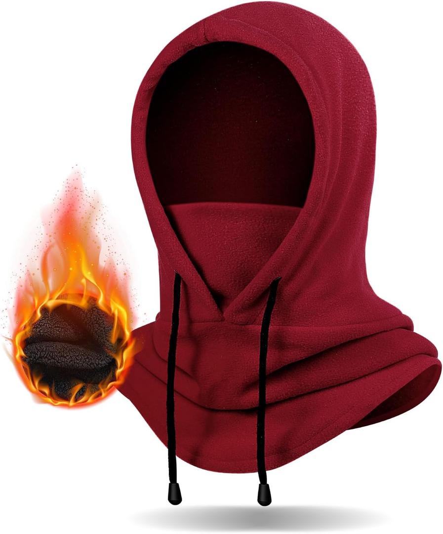 Winter Balaclava Ski Mask: Hood Hats Fleece Balaclava Face Mask Men Women Warm Face Cover for Cold Weather Gear (Red)