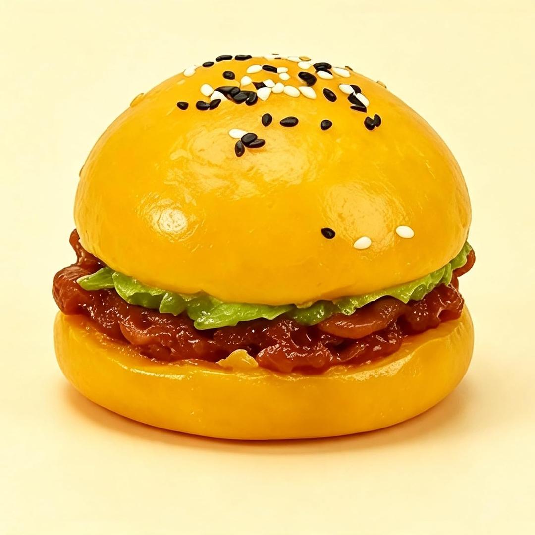 2 x Taba Hamburger Squishy, Ultra Soft Silicone, Stress-Relief Squeeze Toy