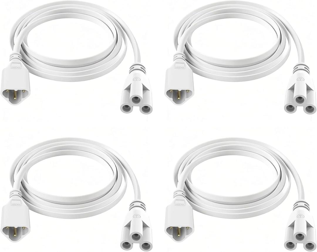 SHOPLED 6FT Male-to-Female Extension Connection Cords for T5 T8 LED Shop Lights, 1.8 Meter Connecting Wire Linkable Integrated Tube Ceiling Lights (4-Packs)
