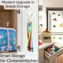 LUXES Pantry Door Storage Set for Fresh Food, Chips, and Snacks With Self-Storage Mount | Compact Alternative to Chip Clips & Magnetic Fridge Clips | Reusable AirTight Food Storage Bands (5ct) Chip Bag Closers - LUXES (Black)
