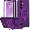 Designed for Samsung Galaxy S24 Case with Magnetic Ring Stand [Compatible with Mag-Safe][Military Grade Drop Protection][Build in Kickstand] Shockproof Galaxy S24 Phone Case 6.2",Purple