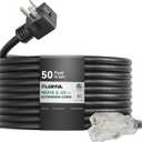 PLUGTUL NEMA 6-20 Extension Cord 50FT, Heavy Duty Extension Cord with Lighted Outlet, 20A/250V, 12Gauge SJTW, ETL Listed, 6-20P to 6-20R (T Blade Female Adapter) - Black