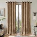 SMILETIME Amber Beige Crushed Velvet Grommet Curtains 52x96 inch Luxurious Thermal Insulated Soundproof Drapes for Living Room Office Soft and Durable LightFiltering Window Treatments, 2 Panels