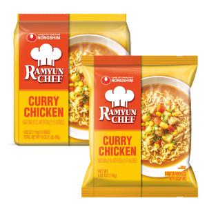 Nongshim Ramyun Chef, Instant Ramyun Noodles with Soup Mix, Curry Chicken, 4.02 Oz (Pack of 4), BBD 02/16/2027