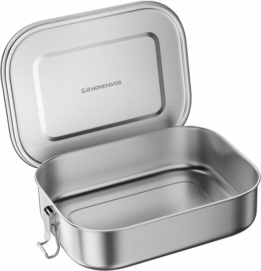G.a HOMEFAVOR Stainless Steel Bento Lunch Box - 1200 ml/40 oz Large Metal Leak Proof Lightweight Bento Container for Sandwich, Snack, Salad, Dishwasher Safe, Suitable for Office Use