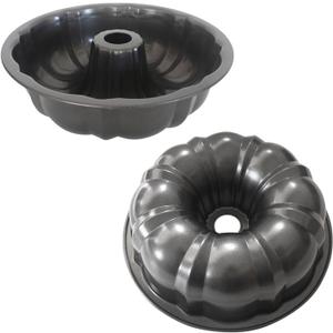 7 Inch Cake Pan, Carbon Steel Fluted Tube Pan, Nonstick Gugelhupf Cake Mold, Medium Size Round Baking Tin for Homemade Pound Cakes, Jello, Gelatin - 2 Packs
