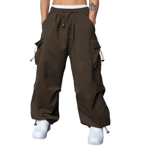 JMIERR Men's Baggy Cargo Pants Trendy Casual Parachute Pant Loose Fit Harem Joggers with Pockets for Streetwear L
