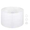 Large Drum Lamp Shades 16" Top X 16" Bottom X 10" High, Seaside village Medium Lampshades White Lampshades Natural Linen Hand Crafted- Assembly is Required, Include E26-E14-11mm Adapter Ring