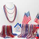 Huskein 200 PCS Beads Necklace, 33" Patriotic Necklace, Red Blue Silver Fourth of July Beads Accessories Party Supplies for Adult 4th of July Independence Day Memorial Day Veterans Day