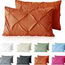 VACVELT Pintuck Pillow Cases Queen Size Set of 2, Burnt Orange Pillow Shams Decorative Pillowcases with Envelope Closure, Pinch Pleated Microfiber Pillowcases, Wrinkle and Stain Resistant