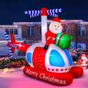 9.7 FT Christmas Inflatables Santa Helicopter Outdoor Decorations, Blow Up Santa Claus Flying Airplane with Gift Bag and Built-in LED Lights, Xmas Yard Lawn Garden Home Holiday Party Decor,  9.7 FT Helicopter