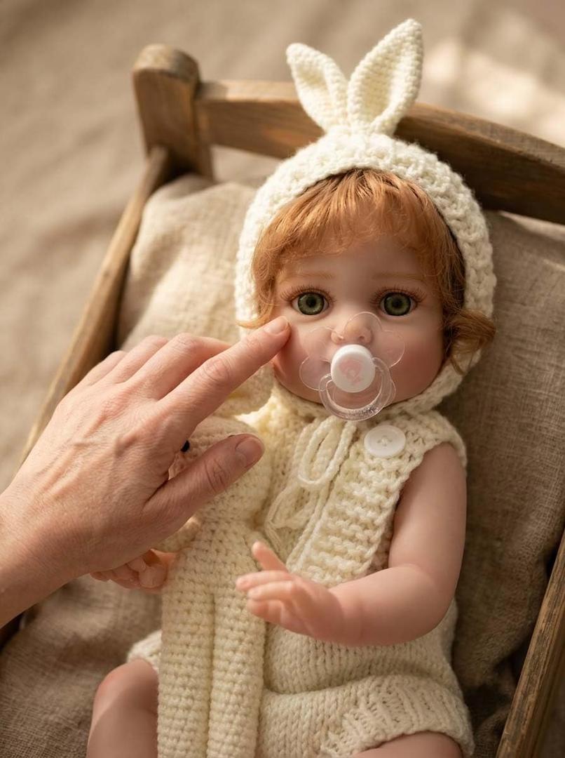 Cloveray 20-Inch Cute Reborn Baby Doll, Big Eyes Realistic Newborn Baby Doll with Hand-Rooted Hair, Full-Body Vinyl Baby Dolls for 3+ Ages, Gifts, Collect