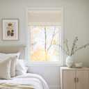 NICETOWN Natural Farmhouese Linen No Drill Roman Shades for Windows, French Front Door Curtain Solid Cordless Blinds for Farmhouse Door Window Covering with Light Filgtering, W26 x L40, 1Pc