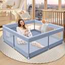 Baby Playpen 50 x 50 Inch Play Pen Playards, Playpen for Babies and Toddlers, Baby Playard for Indoor & Outdoor Active Center Game Fence, with Skin-Friendly Fabric and Soft Breathable Mesh Grey (50  50 Inch)