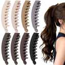 ProSuites 8 PCS Banana Hair Clips for Women, Cute and Stylish French Hair Claw Clips, Neutral Color Ponytail Holder Hair Accessories for Thin/Thick Hair, All Day Hold