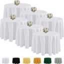 Fitable 6 Pack White Round Tablecloths - 120 Inches Round - Wrinkle and Stain Resistant Fabric Table Clothes, Washable Polyester Table Covers for Wedding, Party, Banquet, Formal Events (120 inch Round, 6 Pack)