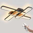 37.4" Modern LED Ceiling Lights with Remote Control 160W Dimmable Wood Ceiling Light Chandeliers, 3000K6500K Large Close to Ceiling Lighting Fixture for Living Room Bedroom Kitchen