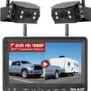 Wireless Backup Camera - Rv Backup Camera with HD 7" Monitor - Dual Back Up Camera Systems for Truck - IP69 Waterproof Rv Camera with DVR, Night Vision for Rv, Truck, Trailer and Camper
