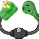 RVGUARD Overload Protector 50 Amp to 30 Amp RV Adapter Cord with Circuit Breaker, NEMA 14-50P to NEMA TT-30R Electrical Power Adapter with LED Power Indicator, 18 Inch, Green, ETL Listed