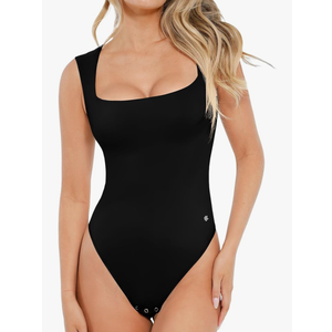 Popilush Body Suits for Womens - Cute Going Out Tops - Square Neck Sleeveless Shapewear Bodysuits Concert Outfits XXL