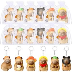 Hollowfly Capybara Stress Balls Employee Appreciation Gifts Mini Animal Relief Keychain for Social Worker, Staff Squeeze