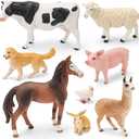 8PCS Large Farm Animals Toys for Kids, Realistic Plastic Farm Animal Figurines Barn Toys with Marwari Horse,Cow,Rabbit,Dog,Sheep,Pig,Alpaca,Goose, Preschool Toy Birthday Gift for Boys Girls