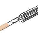 LiebeWH BBQ Grilling Shelf, Vegetables Kebab Grilling Basket, Iron Kebab Basket Hot Dog Kabob Handle Grill Grate for Picnicking Barbecue Camping (Clear)