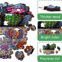 Colorful Cactus Wooden Puzzles for Adults, PICKFORU Flower Vase Wood Jigsaw Puzzle,Vintage Succulents Plant Unique Shapes Puzzles as Art Decor