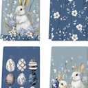 Artoid Mode Bunny Hydrangea Eggs Easter Kitchen Towels Dish Towels, 18x26 Inch Spring Farmhouse Wild Flowers Decoration Hand Towels Set of 4