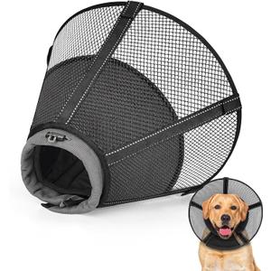 Dog Cone Collar After Surgery to Stop Licking: Soft Mesh Recovery Collar with Detachable Pad, Elizabeth Cone Alternative for Large Medium, Small Dogs, Normal Eating and Drinking (M)