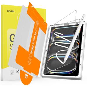 SPARIN 2 Pack Paper Glass Screen Protector for iPad Pro 13 Inch M5/M4(8th/7th Generation,2025/2024) with Easy Installation Tray, Matte Tempered Glass Film for Drawing/Writing, Anti-Glare & Apple Pencil Support