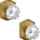 Crystal Dummy Door Knob Interior, Antique Brass Glass Dummy Door Knob Door Handles for Closet Bifold Doors, 2 Pack