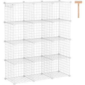 C&AHOME Wire Cube Storage, 12-Cube Storage Organizer Metal, C Grids Storage Bins Shelving, Modular Bookshelf Shelf, Closet Cabinet Ideal for Bedroom, Office 36.6L x 12.4W 48.4H White