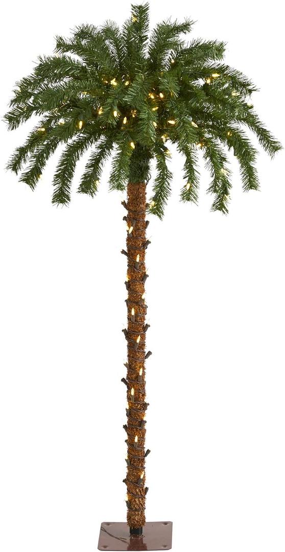 Nearly Natural 5ft. Christmas Palm Artificial Tree with 150 Warm White LED Lights
