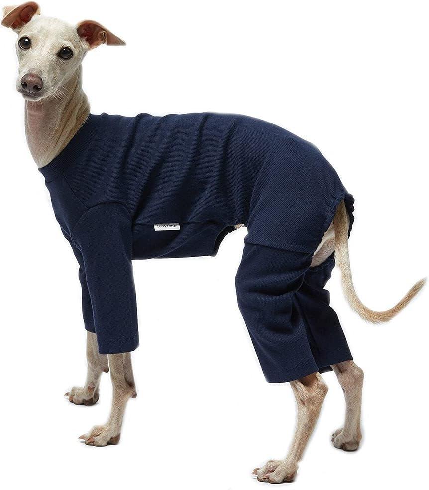 Basic Soft Dog Pajamas for Small Dog Onesie Doggie Jammies Dog Shirt Stretchable Dog Jumpsuit Bodysuit pjs (Small,  Basic Navy )