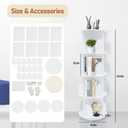 4-Tier Rotating Bookshelf Tower 360 Spinning Bookcase Organizer, White Revolving Book Shelf with 16 Compartments, Freestanding Corner Bookshelf for Bedroom, Living Room, Office, 132 lbs Capacity, 15.8 inches x 45.5 inches x 10.6 inches