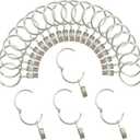 Openable Curtain Rings with Clips 1 inch Interior Diameter 24 Pack Rustproof Metal Hangers Ring Decorative Drapery Vintage Silver TXZWJZ