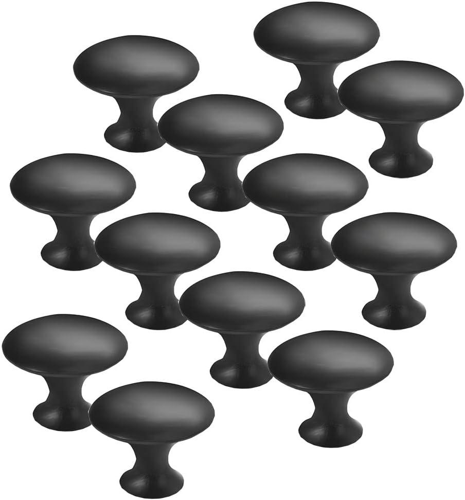 3 x 15 Pack Black Cabinet Knobs - 1.18 Inch (30mm) Round Zinc Alloy Drawer Knobs, Dresser & Wardrobe Door Handles, Hardware for Kitchen, Bathroom, Bedroom