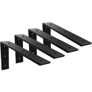 WINKER Countertop Support Bracket 4 Pack Heavy Duty Hidden L Bracket 16" x 6" x 2 1/2" Metal Corbels for Quartz/Granite/Wood/Concrete/Laminate Countertops, Black