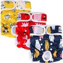 SlowTon Washable Dog Diapers Female - 3 Pack No Leak Reusable Doggie Puppy Diaper with Adjustable Buttons, Comfortable Female Dog Diapers for Heat Cycle Period Small Medium Large Dogs (XS)