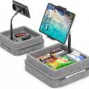 KDD Tablet Pillow Holder - 360Adjustable iPad Pillow Stand for Lap, Bed and Desk - Gooseneck Tablet Soft Pad Dock with Storage Tray and Pocket Compatible with iPad Pro 12.9, Air Mini, Phone, E-Reader