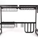 Over The Sink Dish Drainer, Large Stainless Steel Dish Drainer Rack with Utensil Holder for Kitchen Counter - Black Single Shelf 79cm (65cm(26inch))