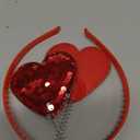 Love Hairband for Women Halloween Party Costume Valentines Day Heart Shaped Headband Red Sequin Hair Loop Party Accessory