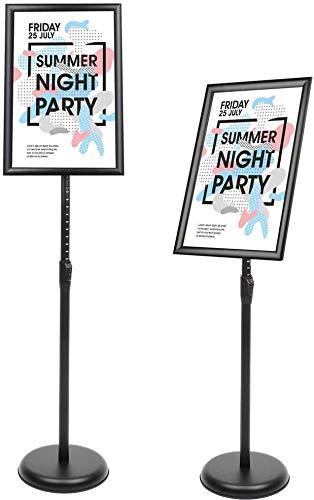 Amazon.com : YIYO Adjustable Pedestal Poster Sign Stand,8.5 x 11 Advertising Business Menu Sign Holder for Floor Standing with Aluminum Snap-Open Reusable Frame,Black (8.5 x 11) : Office Products
