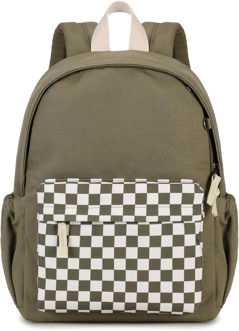 Ryushoyo Toddler Backpack Kids Backpacks with Chest Strap Heavy Duty Canvas Bookbag for Boys and Girls Elementary School Backpack (Army Green)