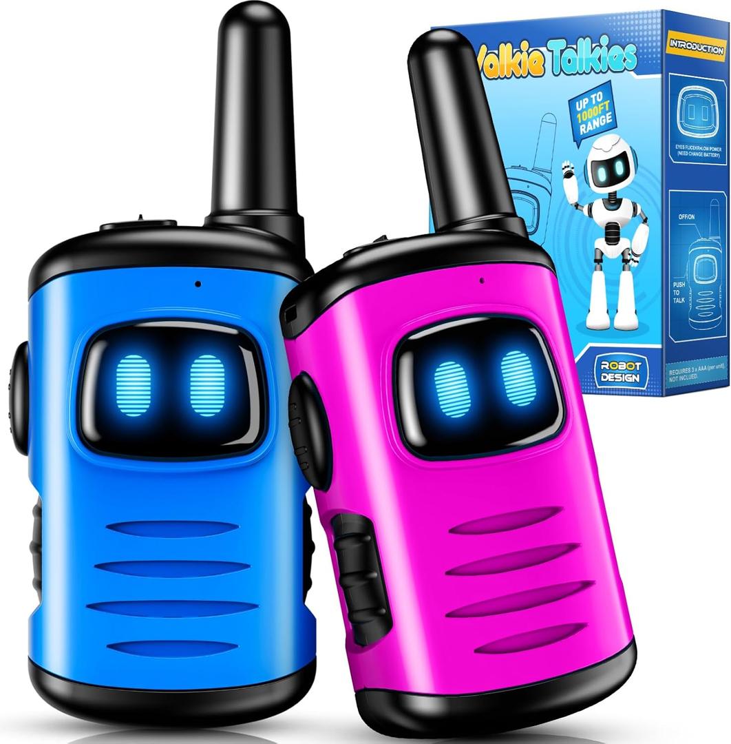 Toys for 3-8 Year Old Girls: comedyfun Mini Robots Walkies Talkies for Kids 2 Pack Birthday Gifts for 3 4 5 6 7 8 Year Old Girls Boys Camping Hiking Toys Age 4 5 6 7 8 Girl Boy (Blue/Pink)