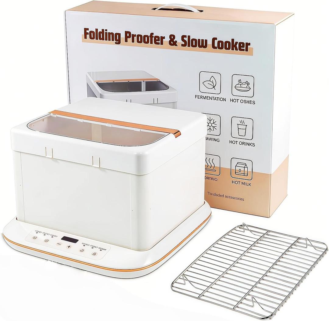 Foldable Bread Proofing Box, 32-248℉ Adjustable Temp Slow Cooker with 24H Timer, Multifunctional Dough Proofer for Sourdough, Yogurt, Fermentation & Low-Temperature Cooking