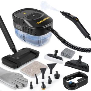 Steam Cleaner, 3-Level Adjustable Handle, 15s Heat-Up, 1500W Steamer for Cleaning, Rolling System, Portable Steamer for Cleaning with Mop & 17-Piece Kit for Home, Car, Grout, Tile, Couch, Kitchen