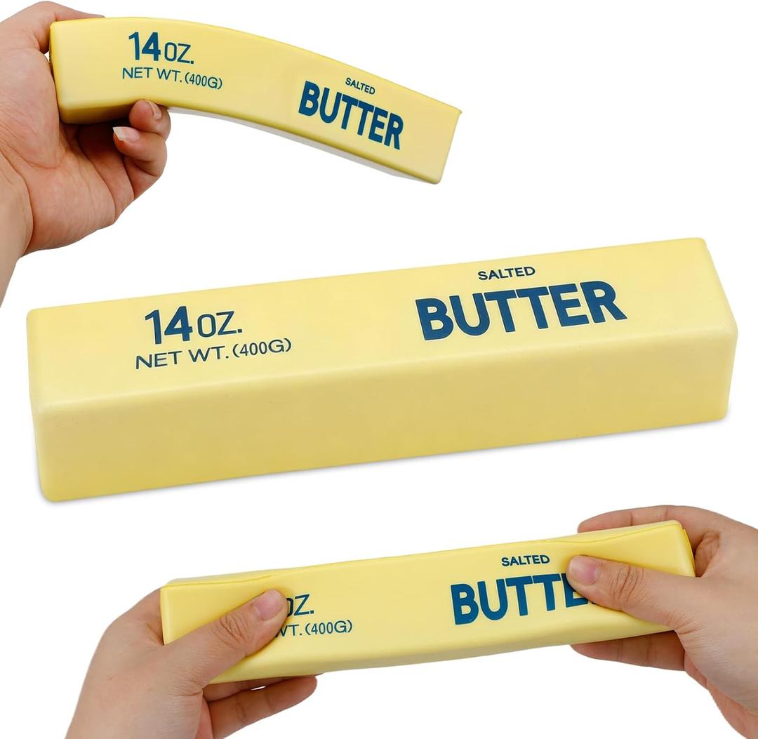 14 OZ Giant Butter Squishy-Slow Rising Stress Relief Toy for Adults & Kids, Big Butter Squishy Jumbo Squeeze Sensory Toy, Soft PU Foam Fidget Toy ( 8.7*1.8*1.8 inches)